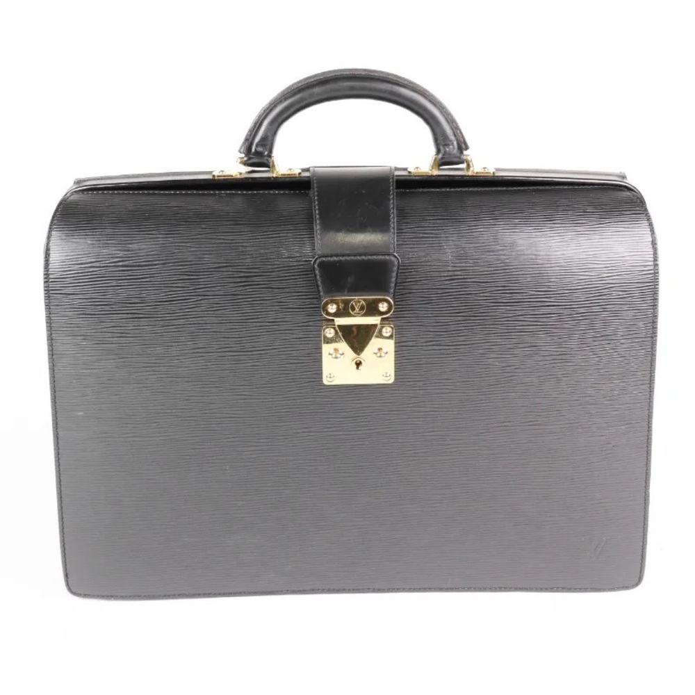 Louis Vuitton Serviette Fermoir in Black Leather Epi